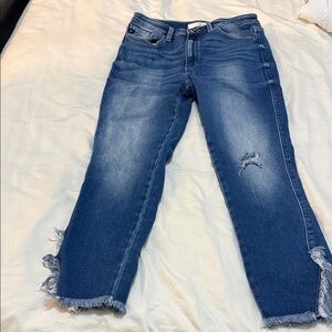 KanCan Ankle Jeans in Deep Blue with Distressed Finish